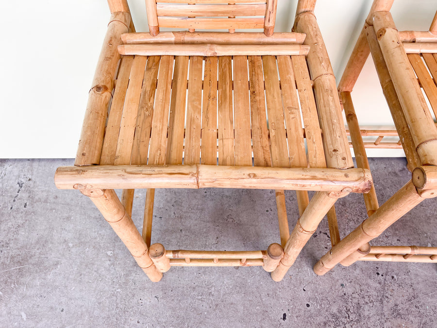 Pair of Tiki Chic Bamboo Stools
