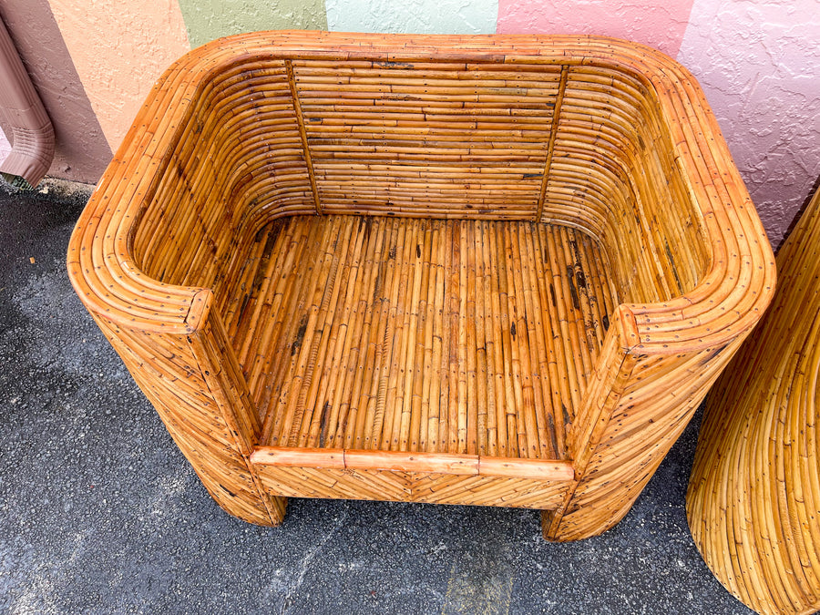 Amazing Pair of Split Bamboo Lounge Chairs