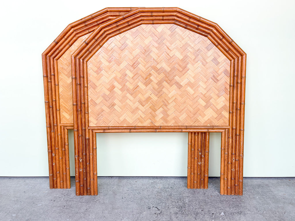 Pair of Old Florida Style Rattan Twin Headboards