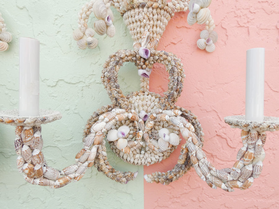 Pair of Shell Encrusted Wall Sconces
