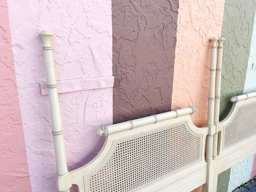 Pair of Faux Bamboo and Cane Twin Headboards