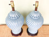 Pair of Sky Blue Twist Ceramic Ginger Jar Lamps