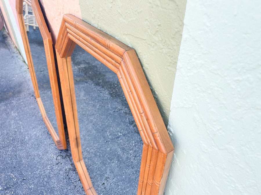 Pair of Natural Faux Bamboo Mirrors