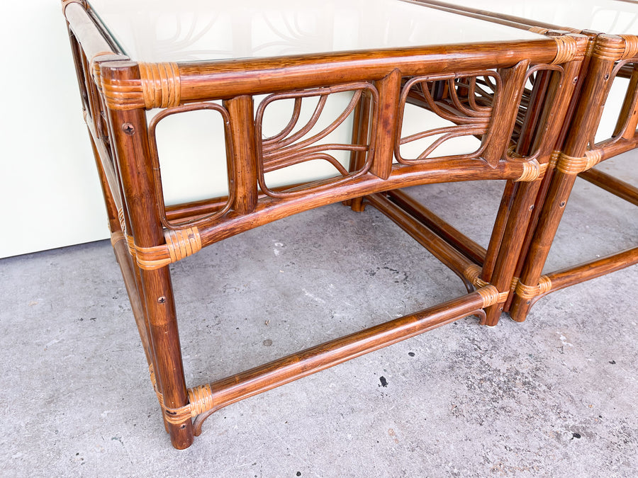 Pair of Island Chic Rattan Side Tables