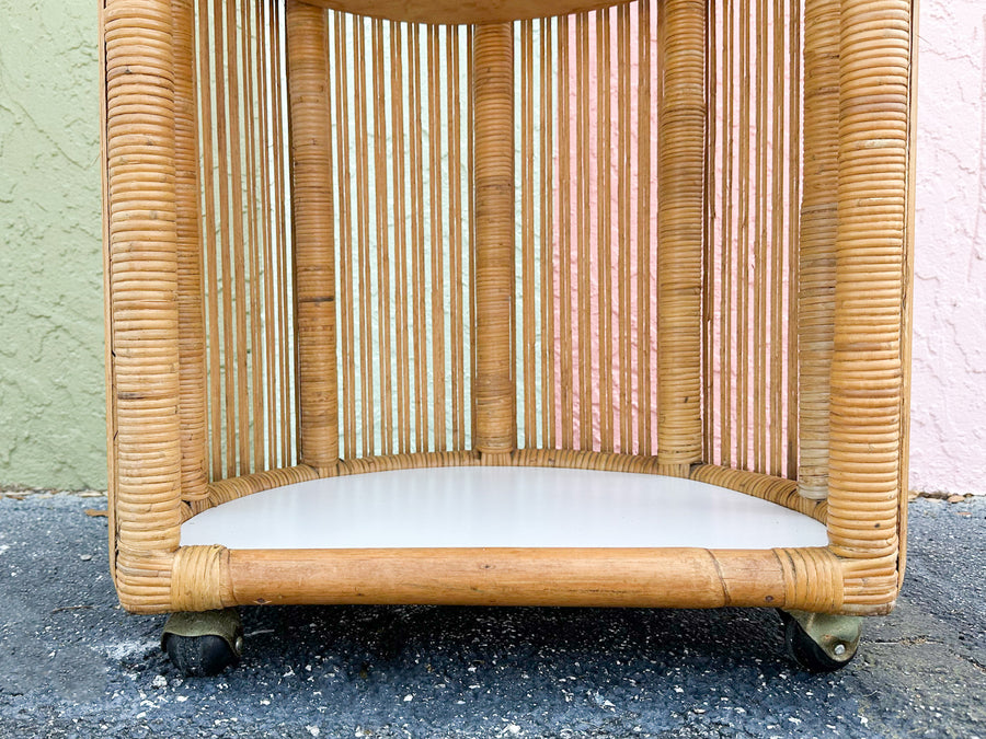 Coastal Stick Wicker Rattan Bar Cart