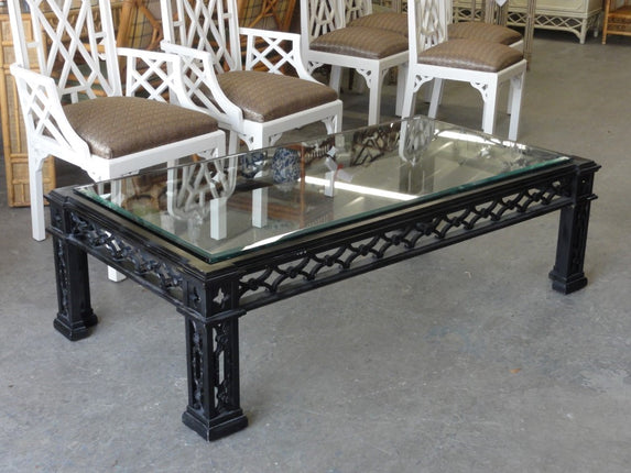 Large Hollywood Regency Fretwork Coffee Table