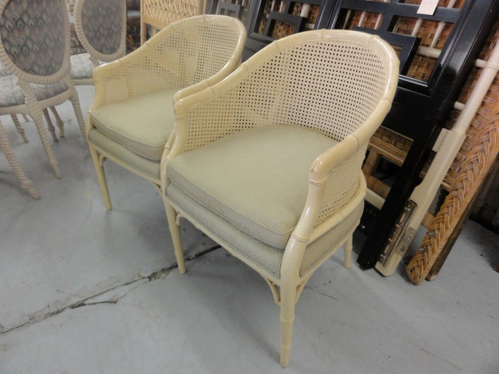 Pair of Faux Bamboo Barrel Chairs