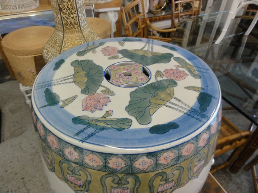 Ceramic Lotus Blue & White Garden Seat