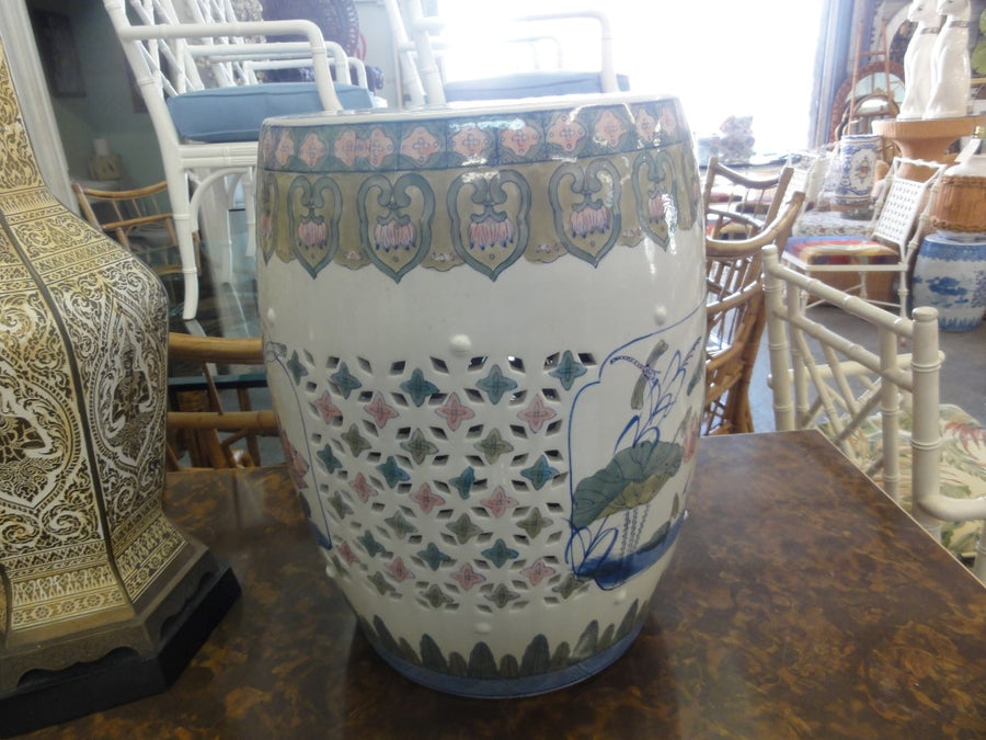 Ceramic Lotus Blue & White Garden Seat