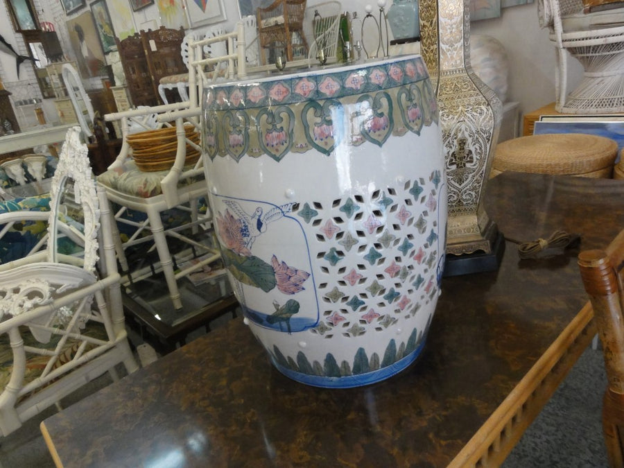 Ceramic Lotus Blue & White Garden Seat