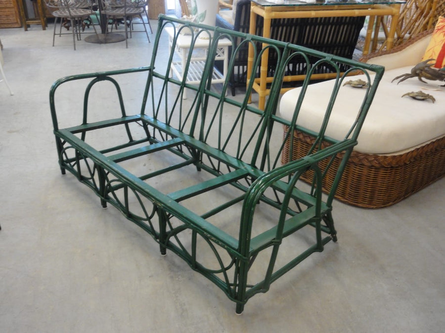 50's Stick Wicker Bamboo Sofa