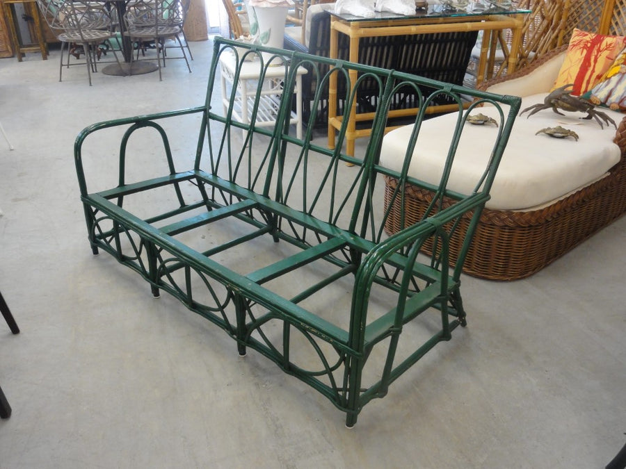 50's Stick Wicker Bamboo Sofa