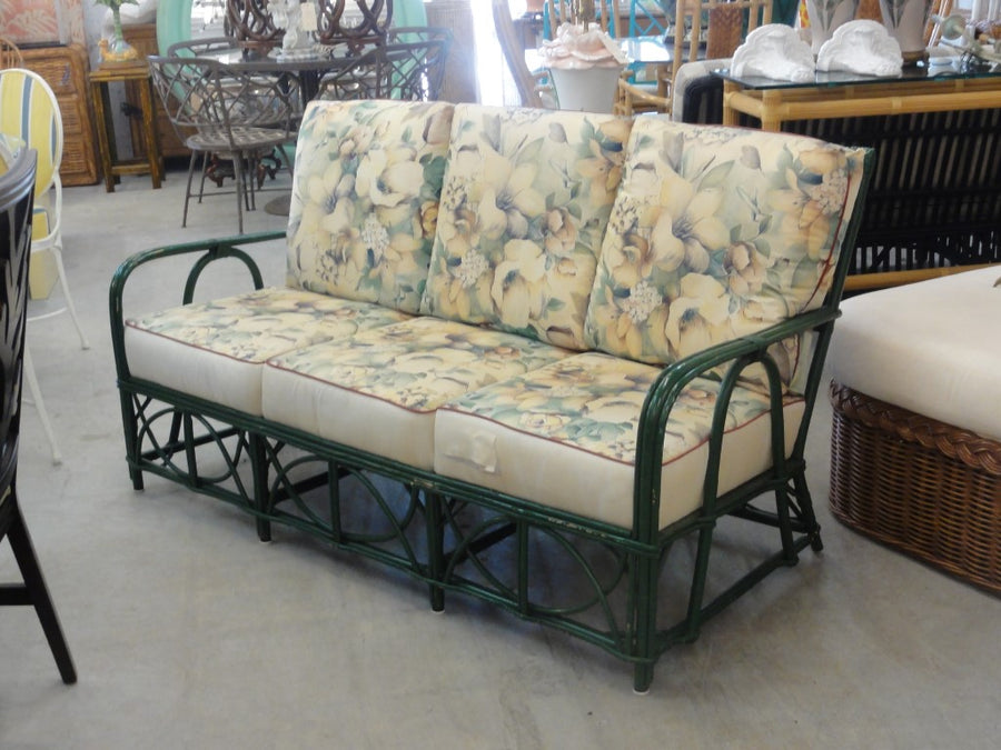 50's Stick Wicker Bamboo Sofa