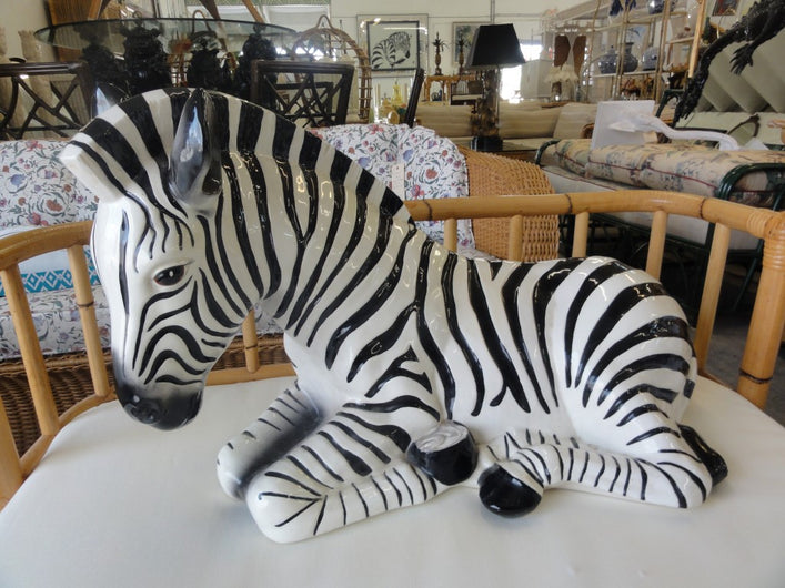 Large Glazed Ceramic Zebra