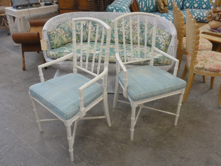 Pair of Palm Beach Faux Bamboo Arm Chairs