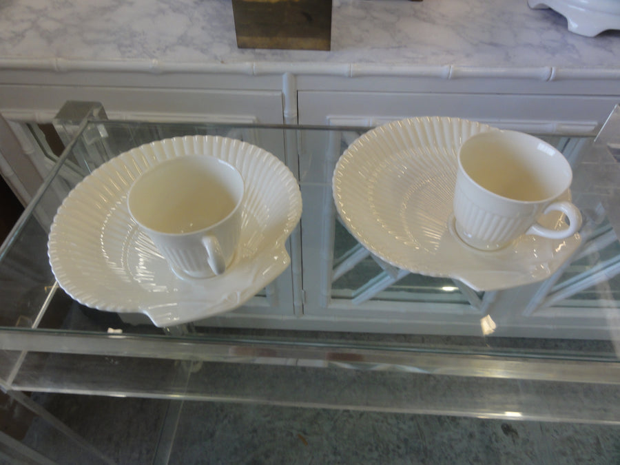 11 Wedgewood Seashell Plate & Cup Sets
