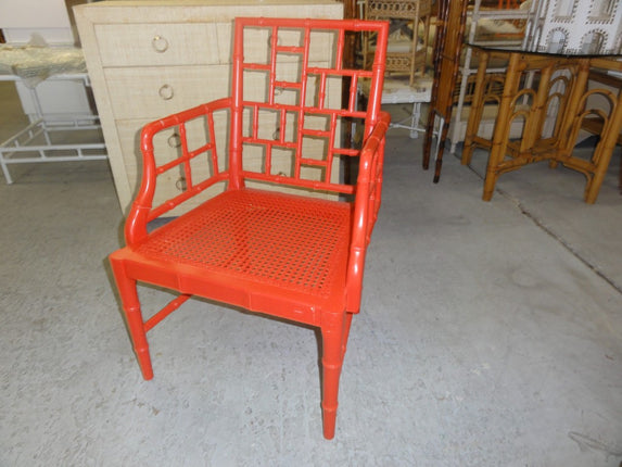 Orange Fretwork Faux Bamboo Chair