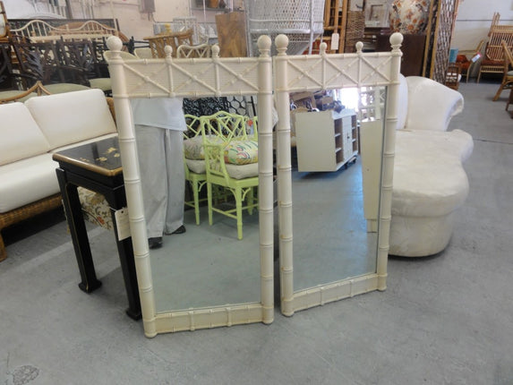 Pair of Palm Beach Faux Bamboo Mirrors