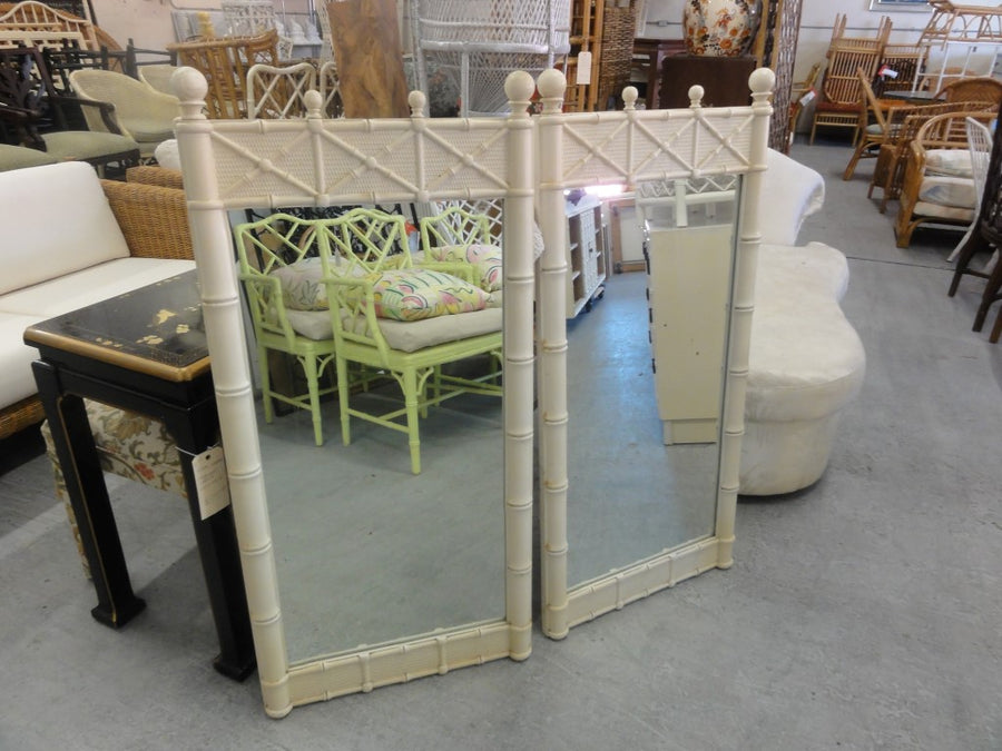 Pair of Palm Beach Faux Bamboo Mirrors