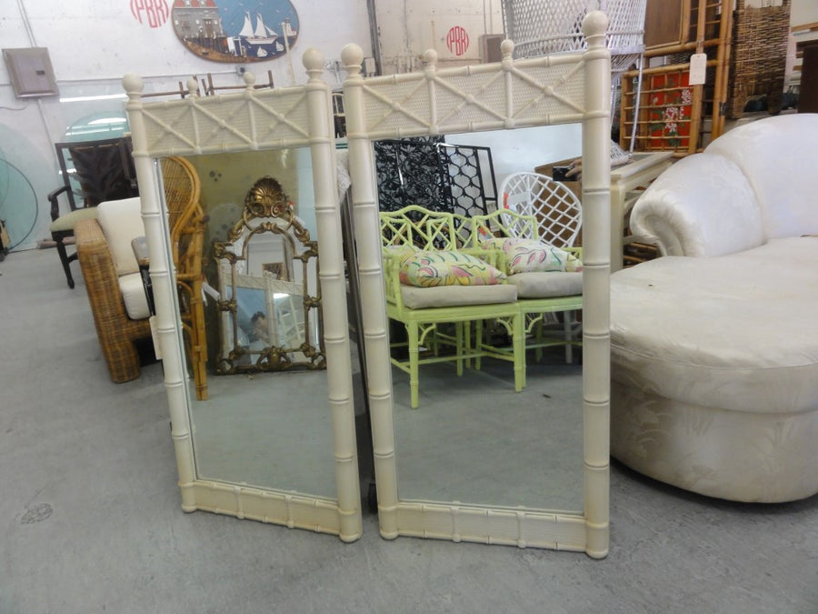 Pair of Palm Beach Faux Bamboo Mirrors