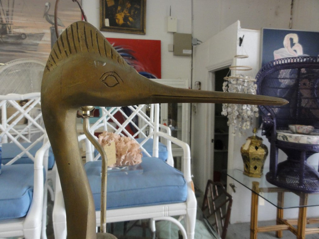 Hand Carved Blue Heron Lamp