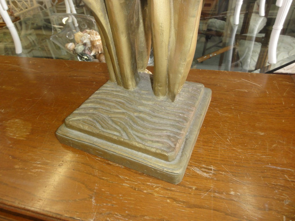Hand Carved Blue Heron Lamp