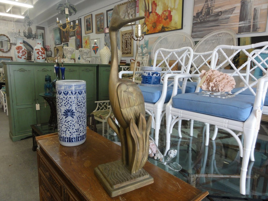 Hand Carved Blue Heron Lamp