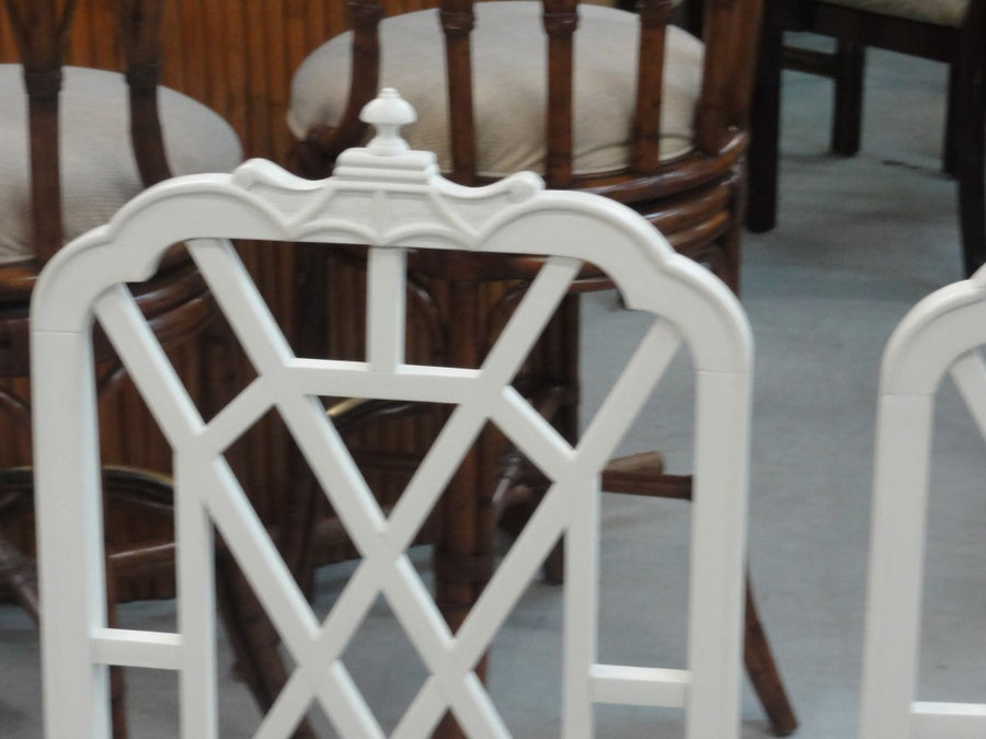 6 Chinoiserie Pagoda Fretwork Dining Chairs