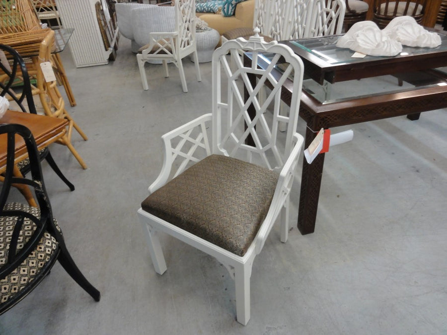 6 Chinoiserie Pagoda Fretwork Dining Chairs