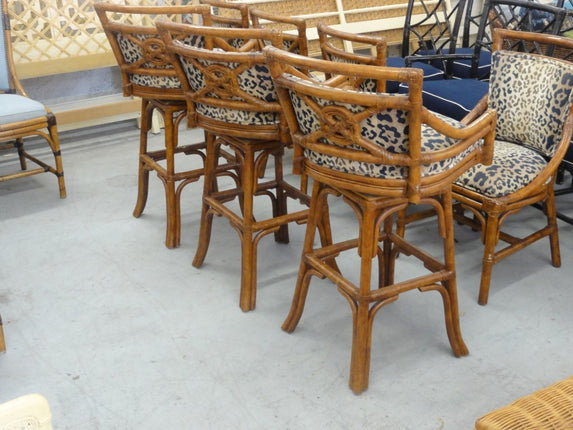 Set of 3 McGuire Style Rattan Target Barstools