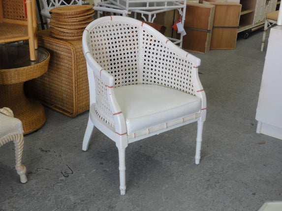 Palm Beach Faux Bamboo & Cane Barrel Chair