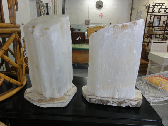 Pair of Selenite Gemstone Lamps