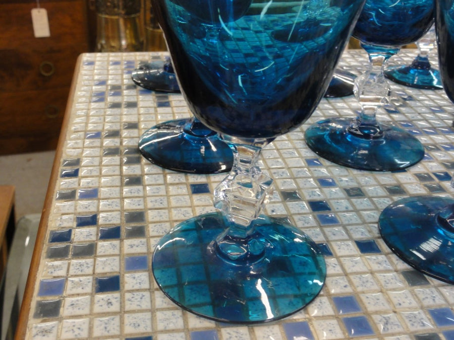 30 Piece Caribbean Blue Crystal Stemware