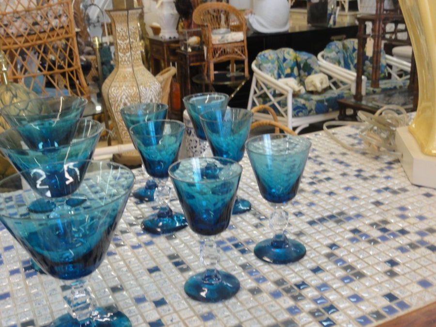 30 Piece Caribbean Blue Crystal Stemware