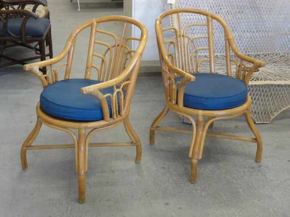 Cute Pair of Rattan Island Style Arm Chairs