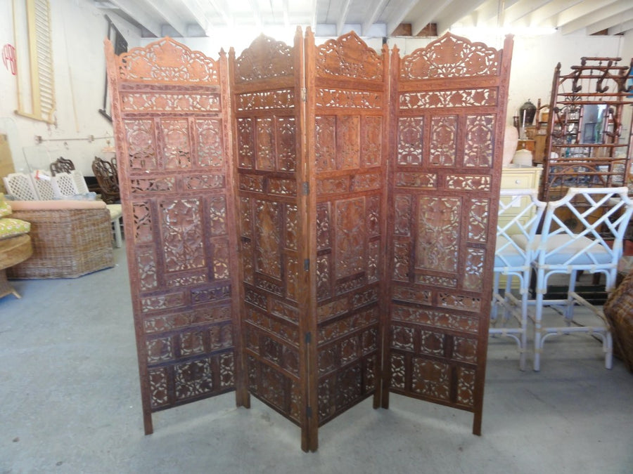 4 Panel Moroccan Style Wood Carved Screen