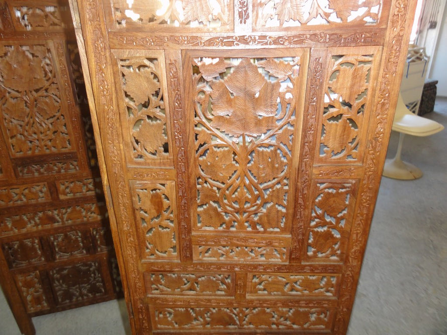 4 Panel Moroccan Style Wood Carved Screen