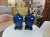 Pair of Navy Blue Ceramic Lamps