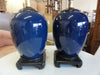 Pair of Navy Blue Ceramic Lamps