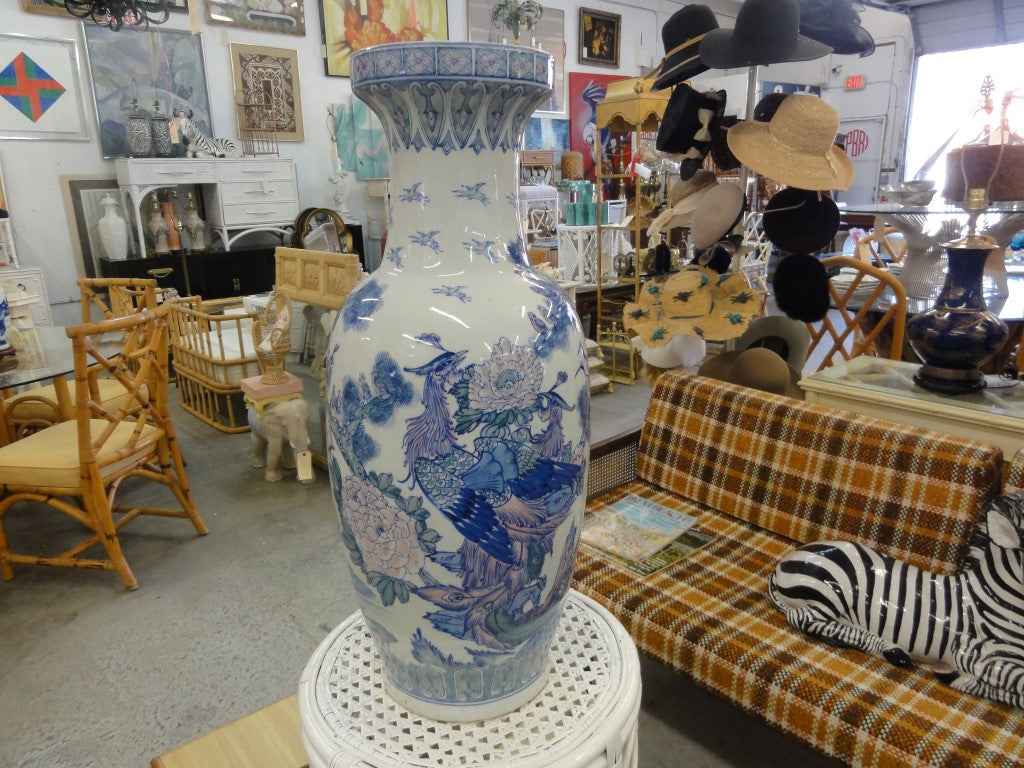 Blue & White Peacock Vase