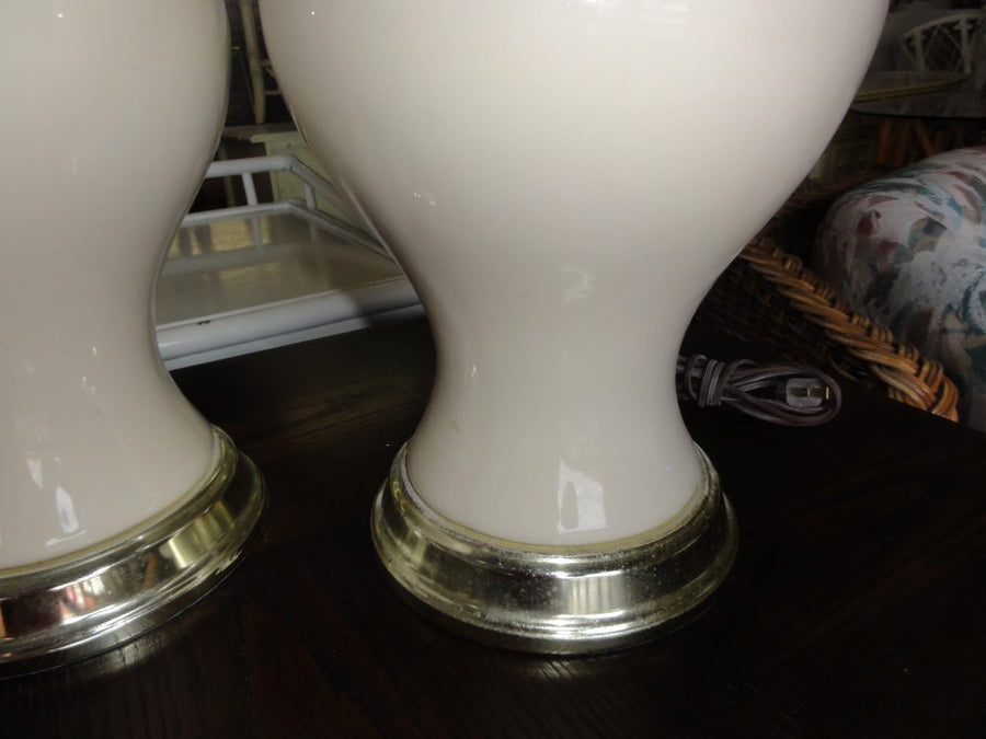 Pair of Creamy White Ginger Jar Lamps