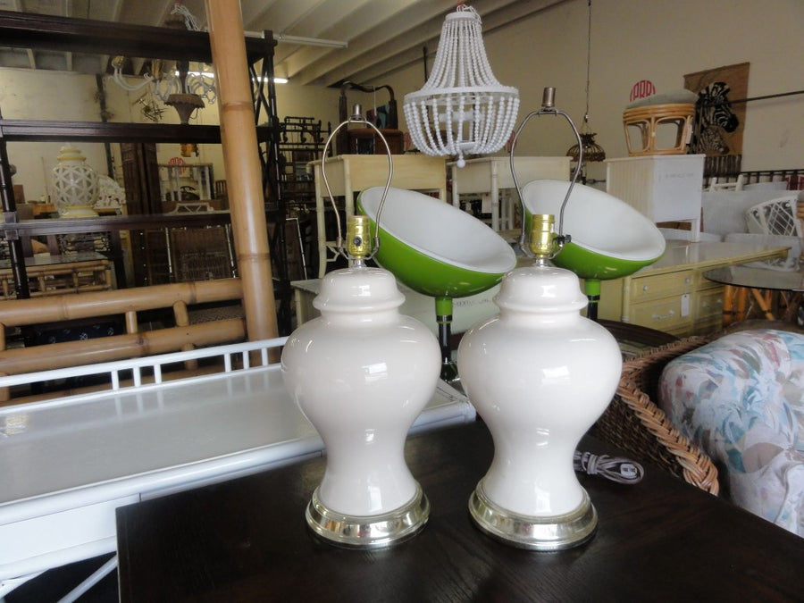 Pair of Creamy White Ginger Jar Lamps