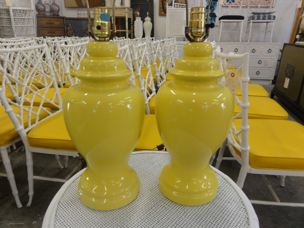 Pair of Yellow Ginger Jar Lamps