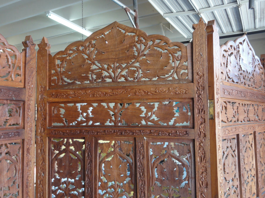 4 Panel Moroccan Style Wood Carved Screen