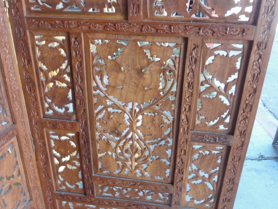 4 Panel Moroccan Style Wood Carved Screen
