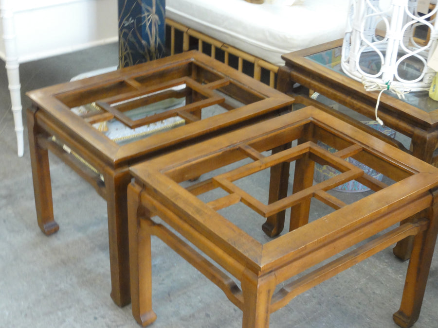 Pair of Asian Inspired Fretwork Side Tables