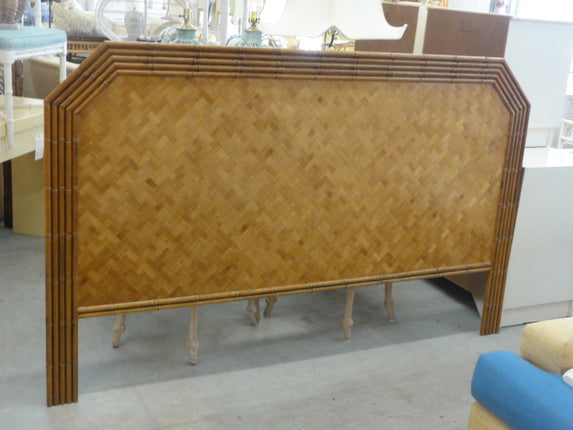 Woven Rattan Faux Bamboo King Headboard