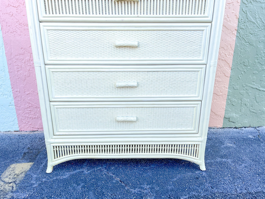 Rattan and Stick Wicker Tall Chest