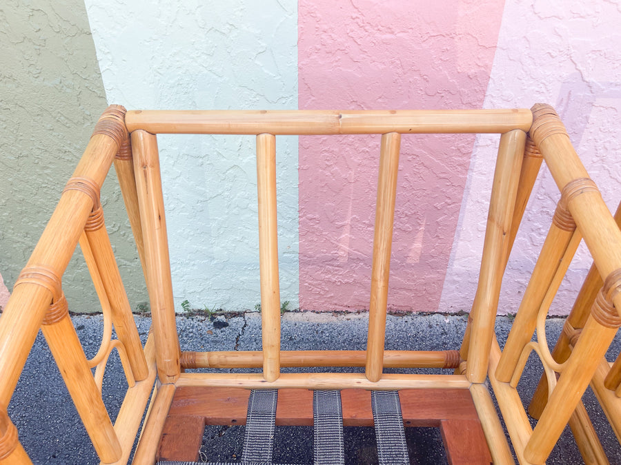 Pair of Old Florida Rattan Lounge Chairs