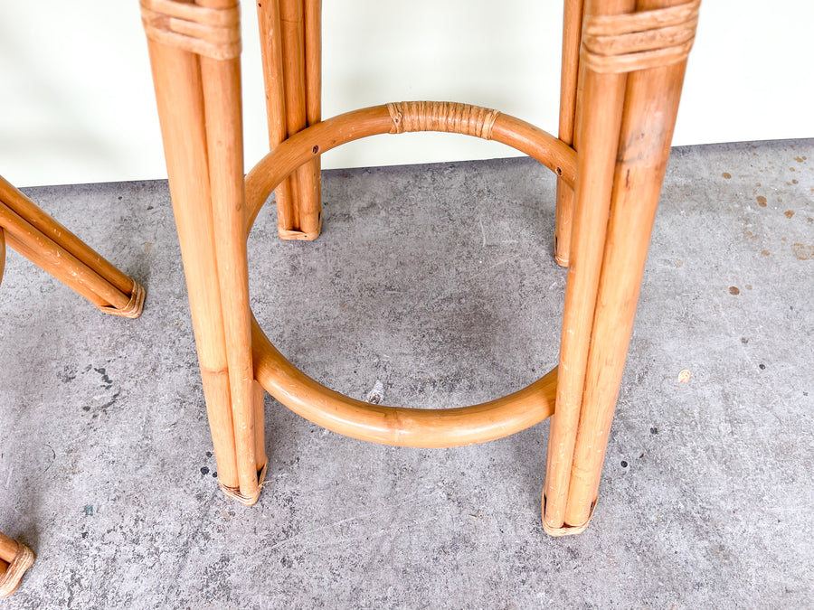 Pair of Rattan and Cane Bar Stools